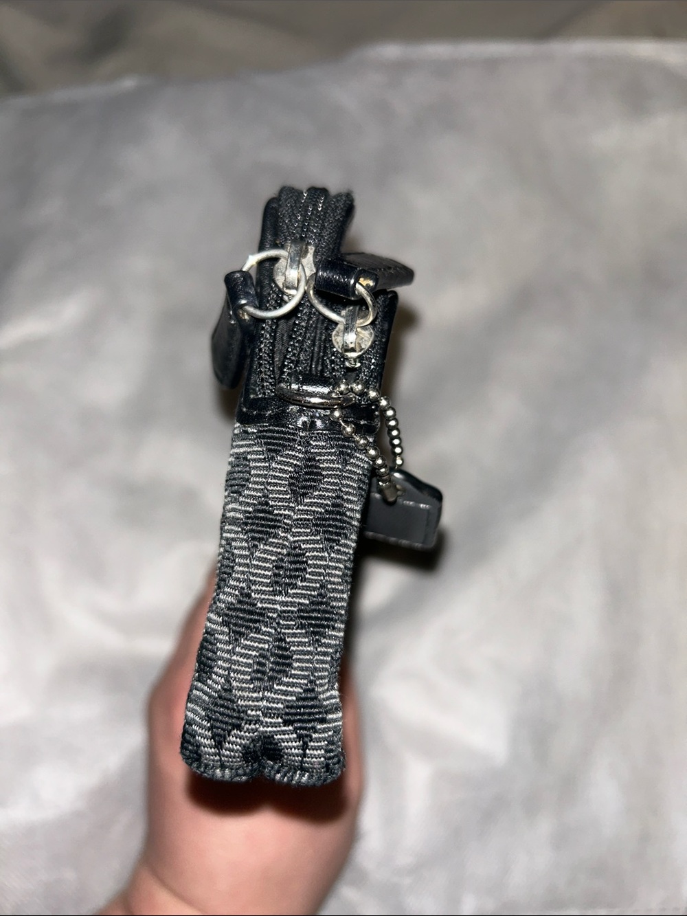 Coach Black & Gray Signature Zip Wristlet Pouch - Picture 4 of 12